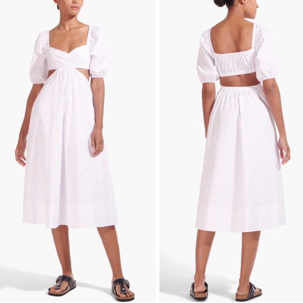 NWOT Staud Carina Cutout Midi Dress White
